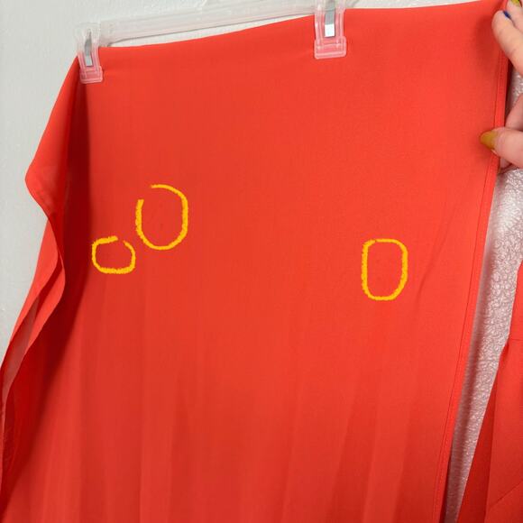 Approx S/M Orange Floral Embroidered Sequin Kurta Style Pants Matching Dupatta - Picture 9 of 12